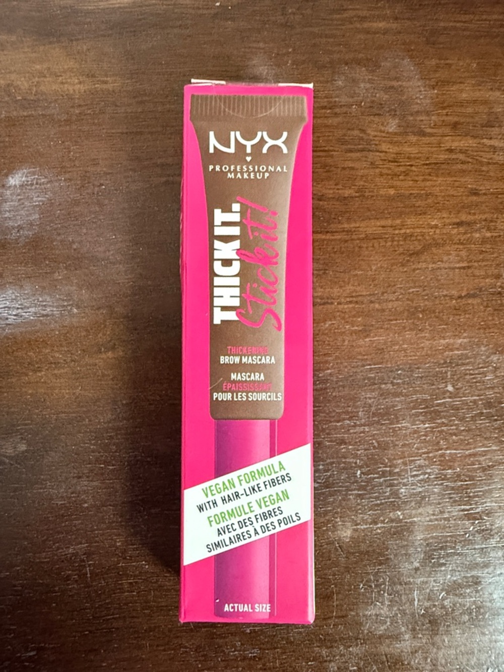 Brand new, not worn NYX Thick It Stick It Brow Mascara in the color rich auburn.